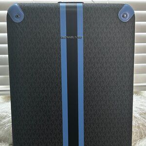 Michael Kors Striped Signature Logo Suitcase (South Pacific/Blue) Brand New